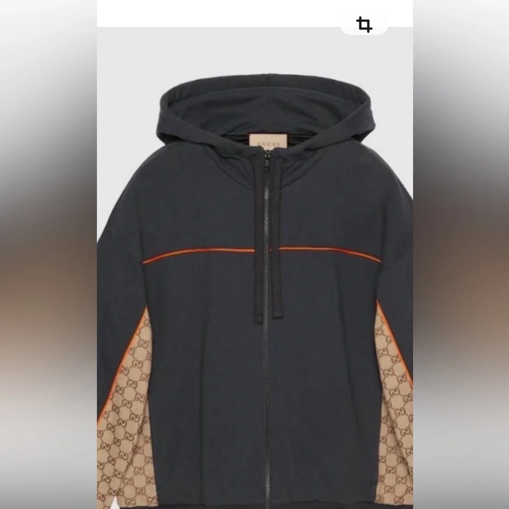 Men's Gucci, cotton jersey zip jacket/hoodie signature GG Supreme XL. NWT